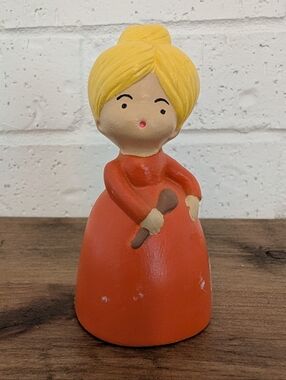 Vintage Hand-Painted Lady With Spoon Hand Bell